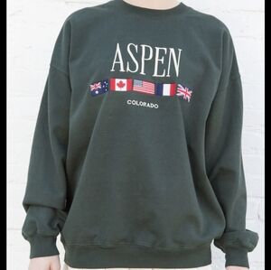3/$12 Brandy melville green aspen crewneck j galt OS